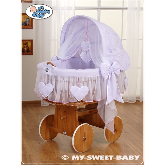 Moses Basket Wicker hood crib- Amelie lilac