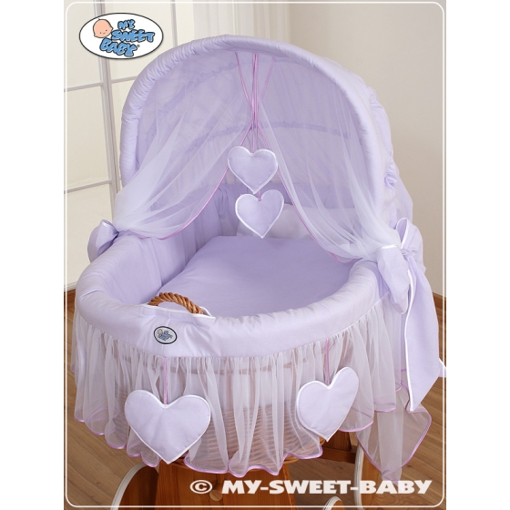 Moses Basket Wicker hood crib- Amelie lilac