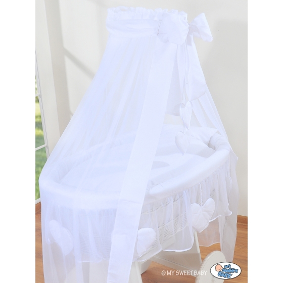 MSW Moses Basket Wicker drape crib Deluxe- Amelie white