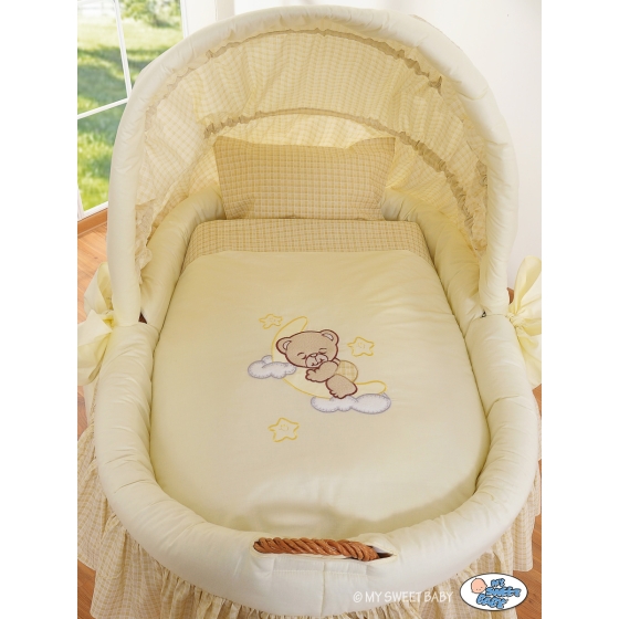 My Sweet Baby Moses Wicker Crib with Hood - Good Night cream