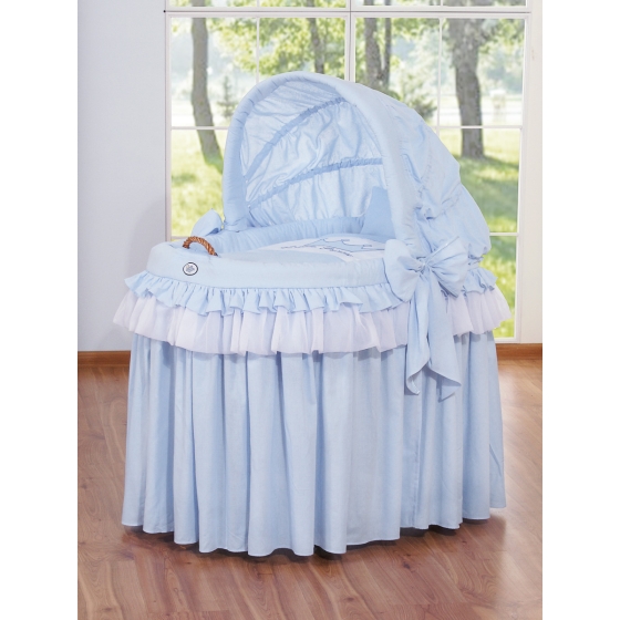 My Sweet Baby Moses Wicker Crib with Hood - Little Prince/Princess blue