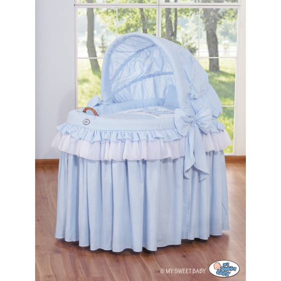 My Sweet Baby Moses Wicker Crib with Hood - Little Prince/Princess blue
