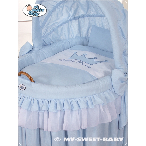 My Sweet Baby Moses Wicker Crib with Hood - Little Prince/Princess blue