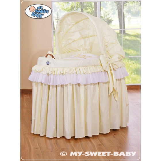 My Sweet Baby Moses Wicker Crib with Hood - Little Prince/Princess cream