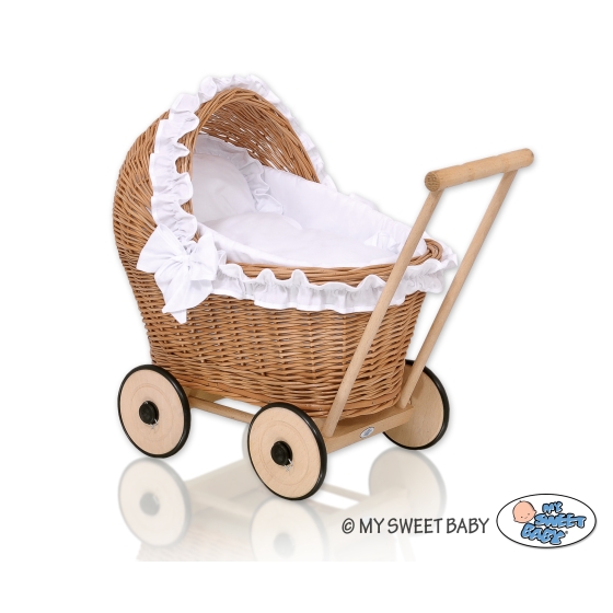 Natural Wicker and Wood Retro Style New Doll Pram -516