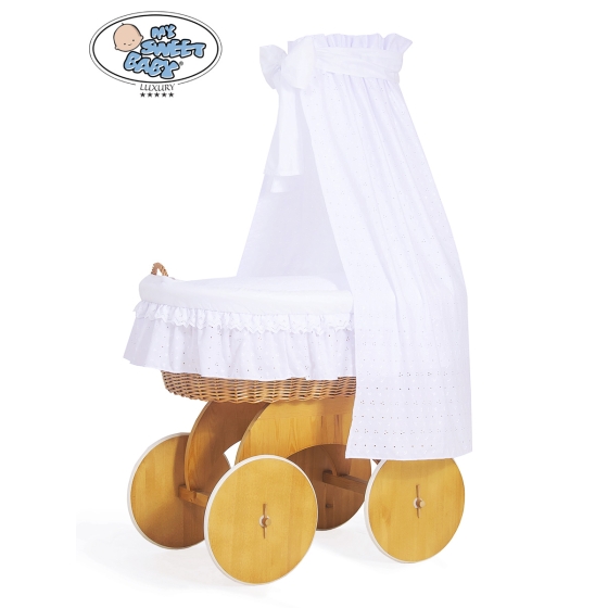 New Replacement Bedding Set Covers for Wicker Crib Charlotte White Embroidered Bedding Set no. 50202-906 or 70202White Bedding Set