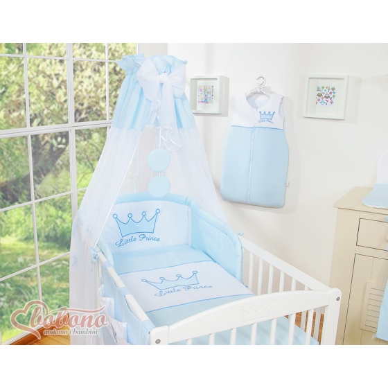 Newborn Baby Bedding set 11pcs with canopy- Little Prince/Princess blue