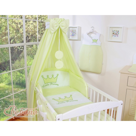 Newborn Baby Bedding set 11pcs with canopy- Little Prince/Princess green