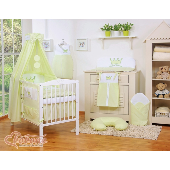 Newborn Baby Bedding set 11pcs with canopy- Little Prince/Princess green