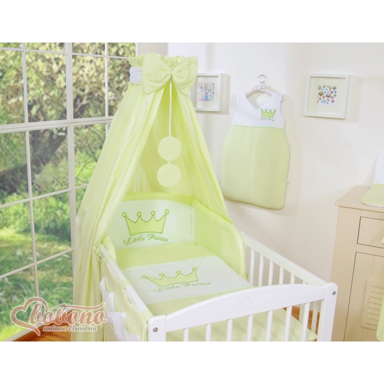 Newborn Baby Bedding set 11pcs with canopy- Little Prince/Princess green