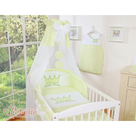 Newborn Baby Bedding set 11pcs with canopy- Little Prince/Princess green