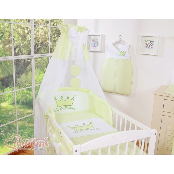 Newborn Baby Bedding set 11pcs with canopy- Little Prince/Princess green