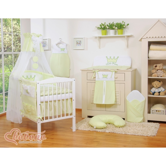 Newborn Baby Bedding set 11pcs with canopy- Little Prince/Princess green