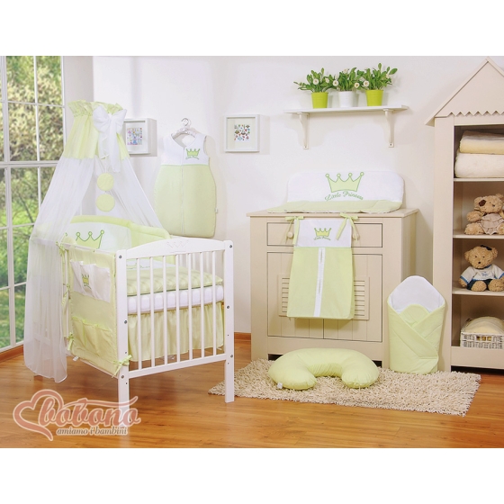 Newborn Baby Bedding set 11pcs with canopy- Little Prince/Princess green