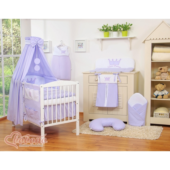 Newborn Baby Bedding set 11pcs with canopy- Little Prince/Princess lila