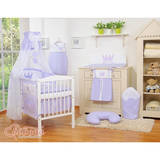 Newborn Baby Bedding set 11pcs with canopy- Little Prince/Princess lila