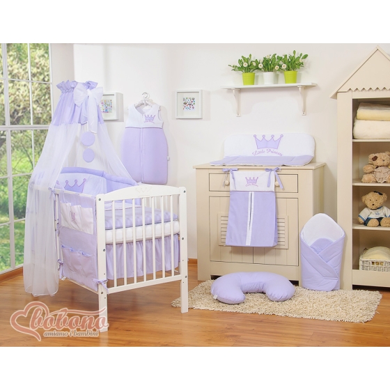 Newborn Baby Bedding set 11pcs with canopy- Little Prince/Princess lila