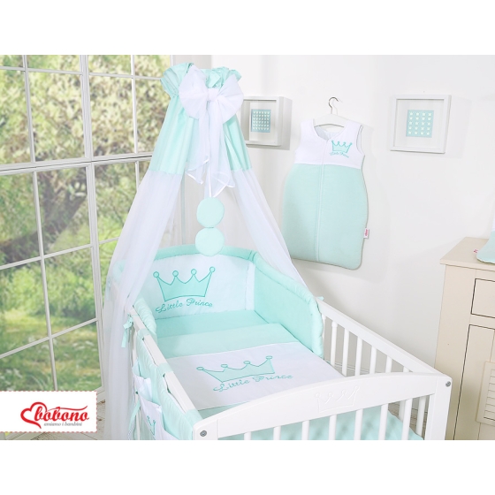 Newborn Baby Bedding set 11pcs with canopy- Little Prince/Princess mint
