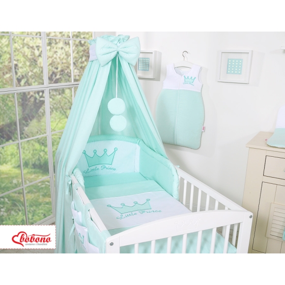 Newborn Baby Bedding set 11pcs with canopy- Little Prince/Princess mint