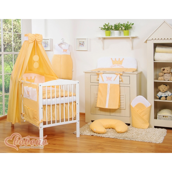 Newborn Baby Bedding set 11pcs with canopy- Little Prince/Princess peach