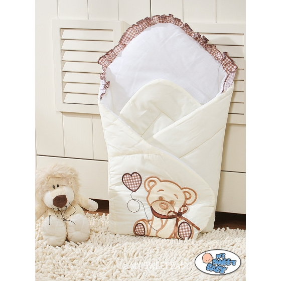 Newborn Blanket Baby nest - Newborn Blanket Bear with bow brown