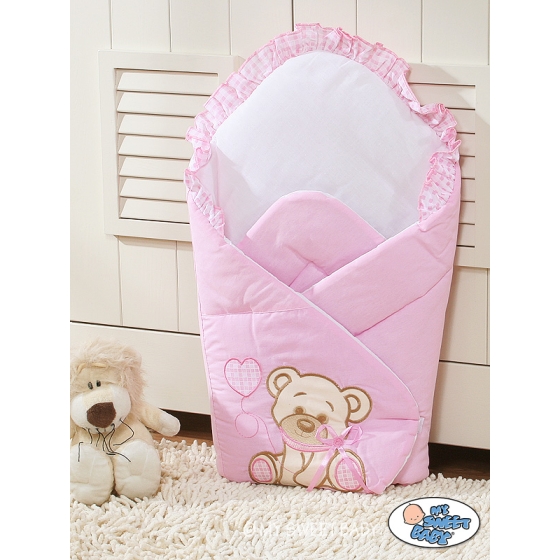 Newborn BlanketBaby nest - Bear with bow pink