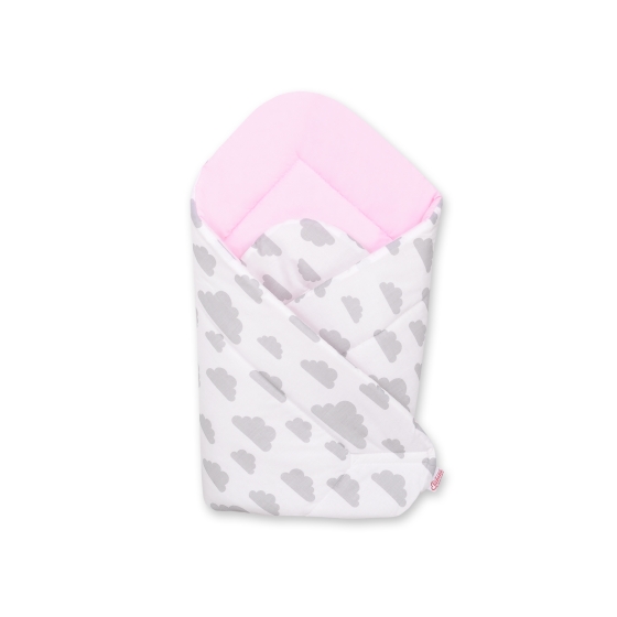 Newborn Swaddle Blanket Wrap  - clouds gray/pink