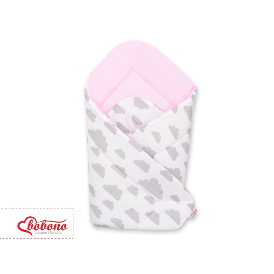Newborn Swaddle Blanket Wrap  - clouds gray/pink
