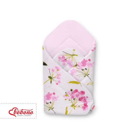 Newborn Swaddle Wrap Baby Blanket - flowers pink
