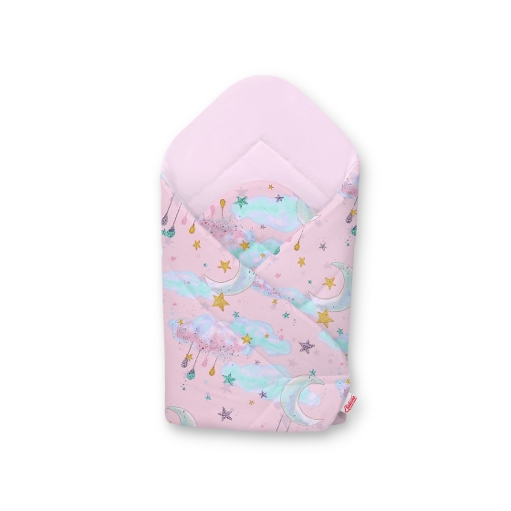Newborn Swaddle Wrap Baby Blanket - moons pink/pink