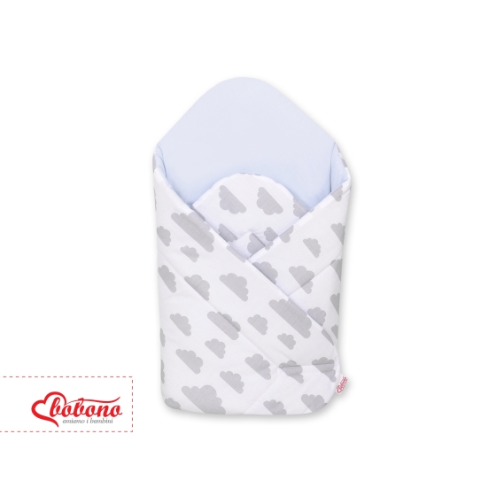 Newborn Wrap Swaddle Blanket with stiffening - clouds gray/blue