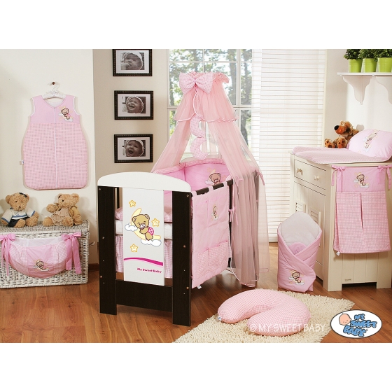 Nursery Baby Gril Bedding set 5-pcs with mosquito-net (S60)- Good night pink
