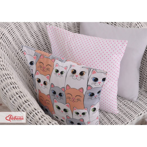 Pillow case - gray-pink cats