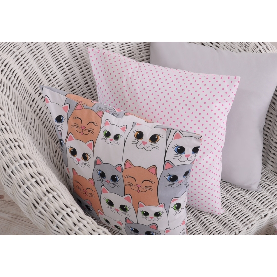 Pillow case - gray-pink cats