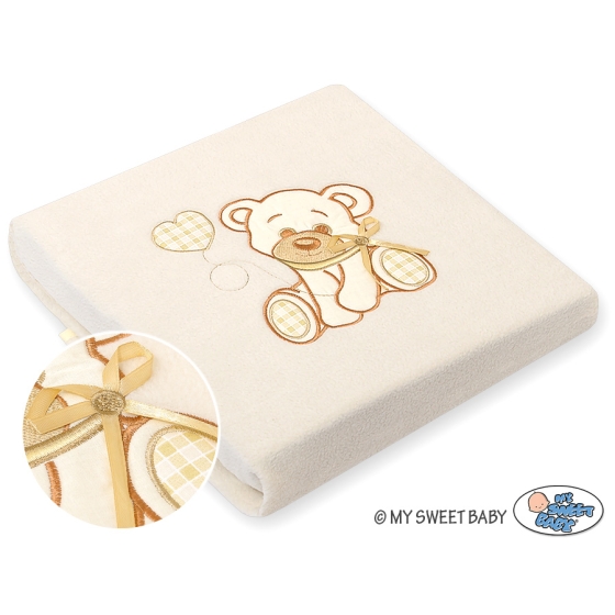 Polar fleece blanket for Baby- Bear with bow cream
