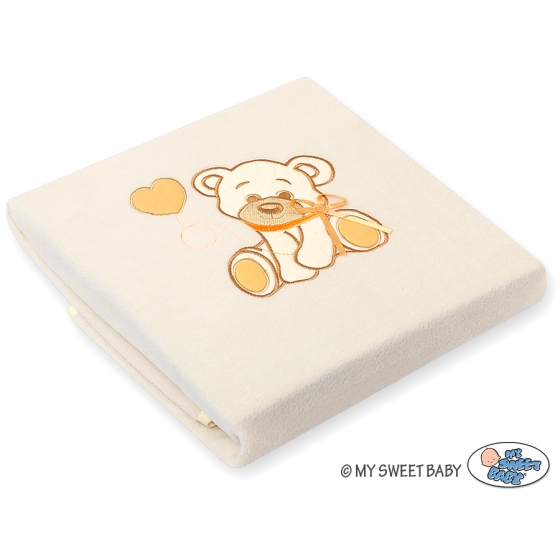 Polar fleece blanket for Baby- Bear with bow peach