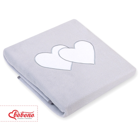 Polar fleece blanket for Baby- Hanging hearts Gray