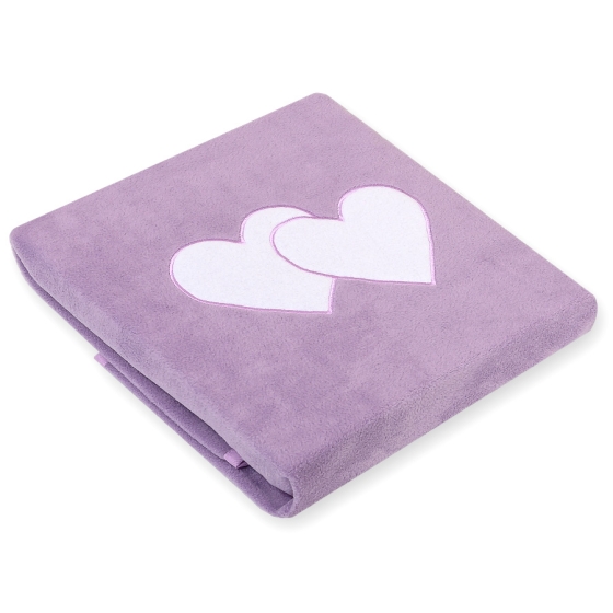 Polar fleece blanket for Baby- Hanging hearts lilac