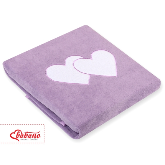 Polar fleece blanket for Baby- Hanging hearts lilac