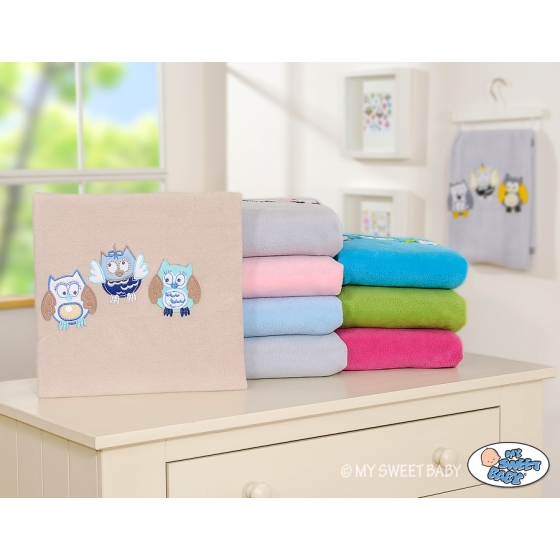 Polar fleece blanket for Baby - Owls - beige