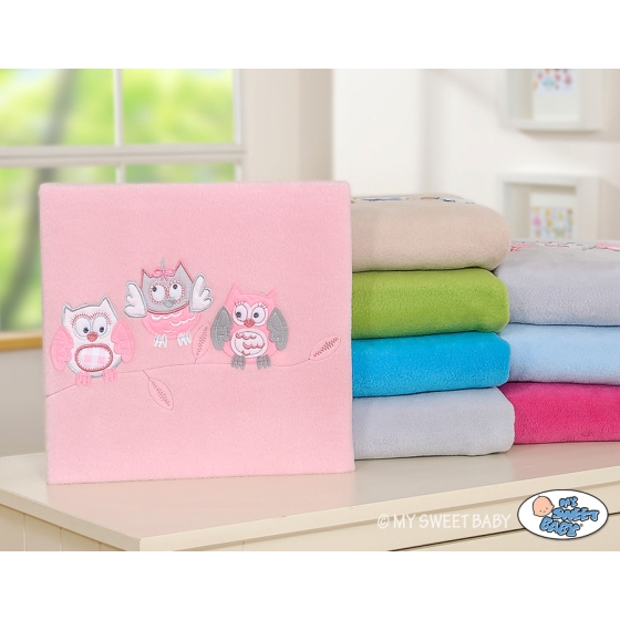 Polar fleece blanket for Baby - Owls - Gray