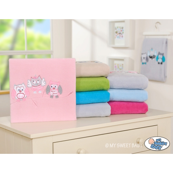 Polar fleece blanket for Baby - Owls - Gray