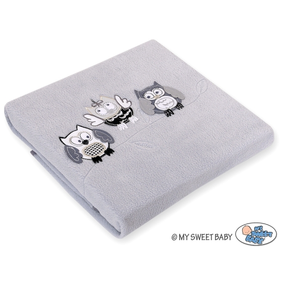 Polar fleece blanket for Baby - Owls - Gray-black