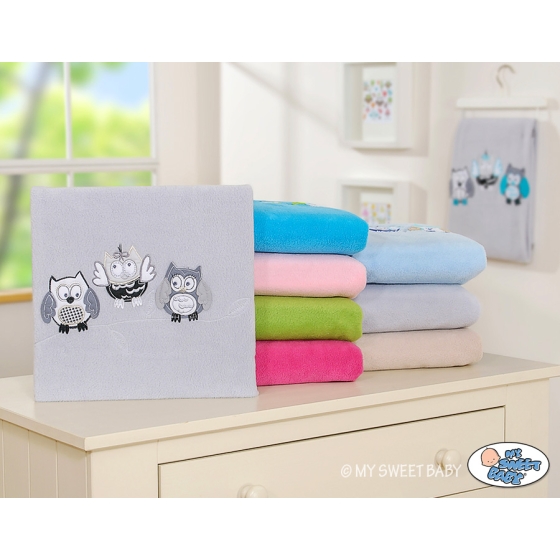 Polar fleece blanket for Baby - Owls - Gray-black