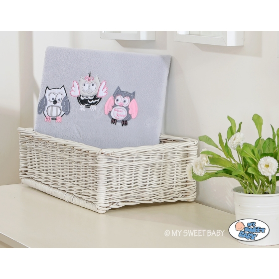 Polar fleece blanket for Baby - Owls - Gray-pink