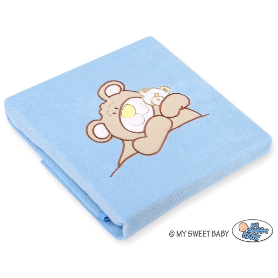 Polar fleece blanket for Baby- Teddy Bear Barnaba blue