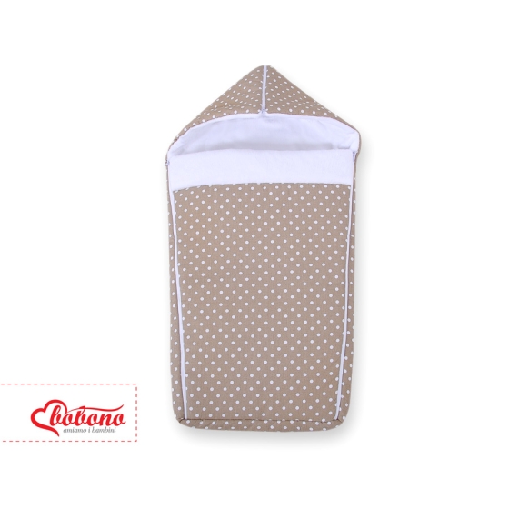 Pram sleeping bag- brown with white dots