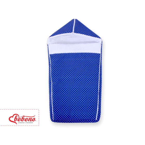 Pram sleeping bag- navy blue with white polka dots