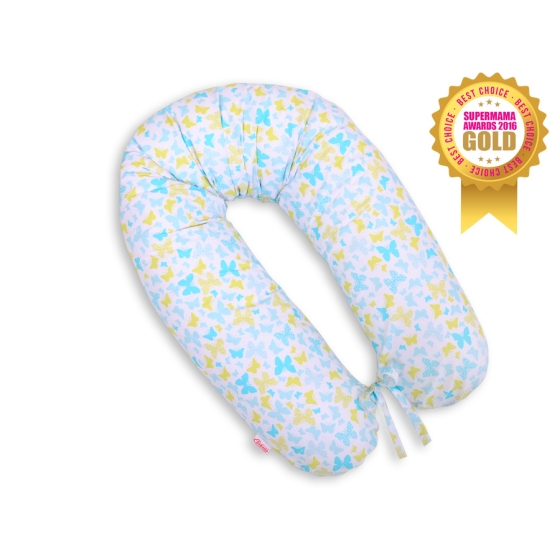 Pregnancy pillow - blue butterflies