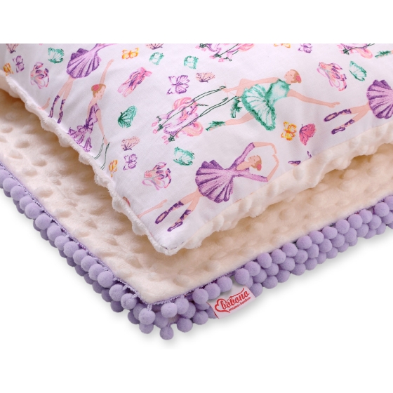 Set: Double-sided blanket minky + pillow- ballerinas lilac